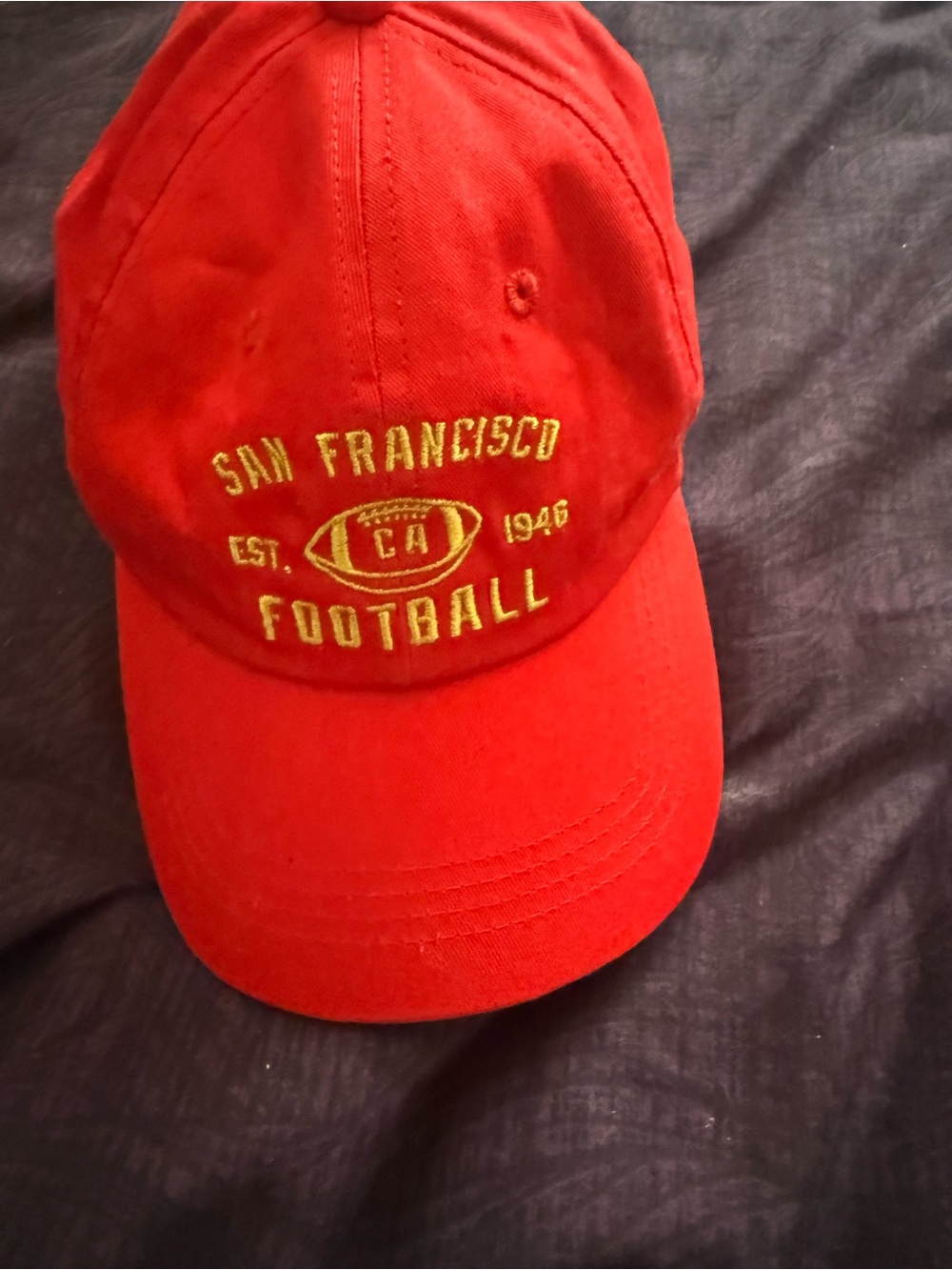 San Francisco Football Red Baseball Cap with Yellow Embroidery